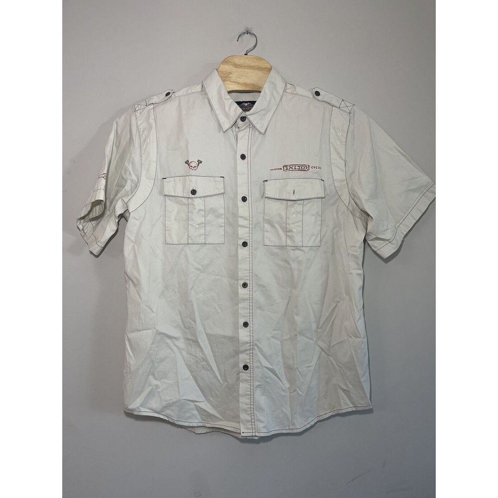 Harley‎ Davidson men's motorcycle epaulettes shoulder strap button shirt XL